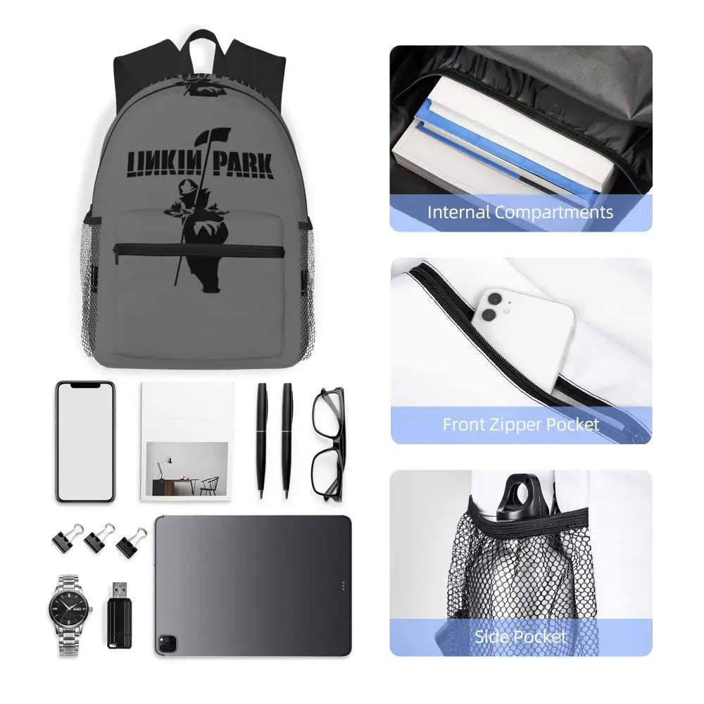 L-Linkin-S P-Park-S Band Mochila para estudiantes Mochila escolar Mochila de viaje para senderismo para niños y niñas Mochila de moda Bolsos de hombro