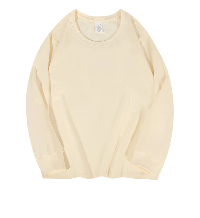 Camiseta de manga larga para hombre y mujer, camisa 100% de algodón de gran tamaño, Color puro, ropa de calle para invierno y otoño, 230GSM