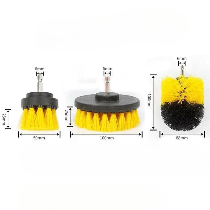 Kit de Cepillos para Taladro – Limpieza de Alfombras, Vidrios y Llantas, 2"/3.5"/4"/5"