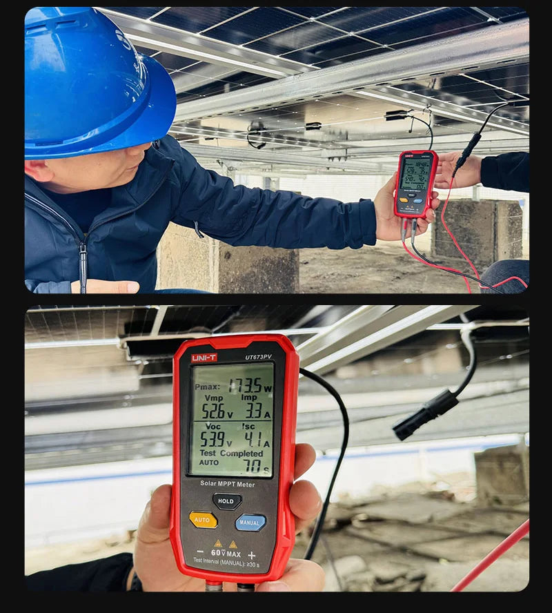 Medidor de paneles solares UNI-T UT673PV 5~800W, medidor de potencia máxima de módulos fotovoltaicos, voltaje de circuito abierto, corriente de cortocircuito, medidor MPPT