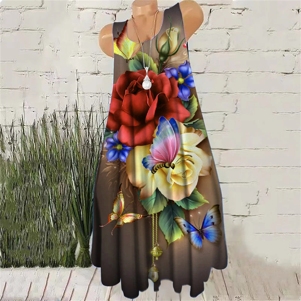 Vestidos Mini de Mujer con Estampado Tie-Dye, Vestidos de Verano sin Mangas con Estampado 3D, Estilo Vintage, Vestido Casual para Damas, Talla Grande 3XL