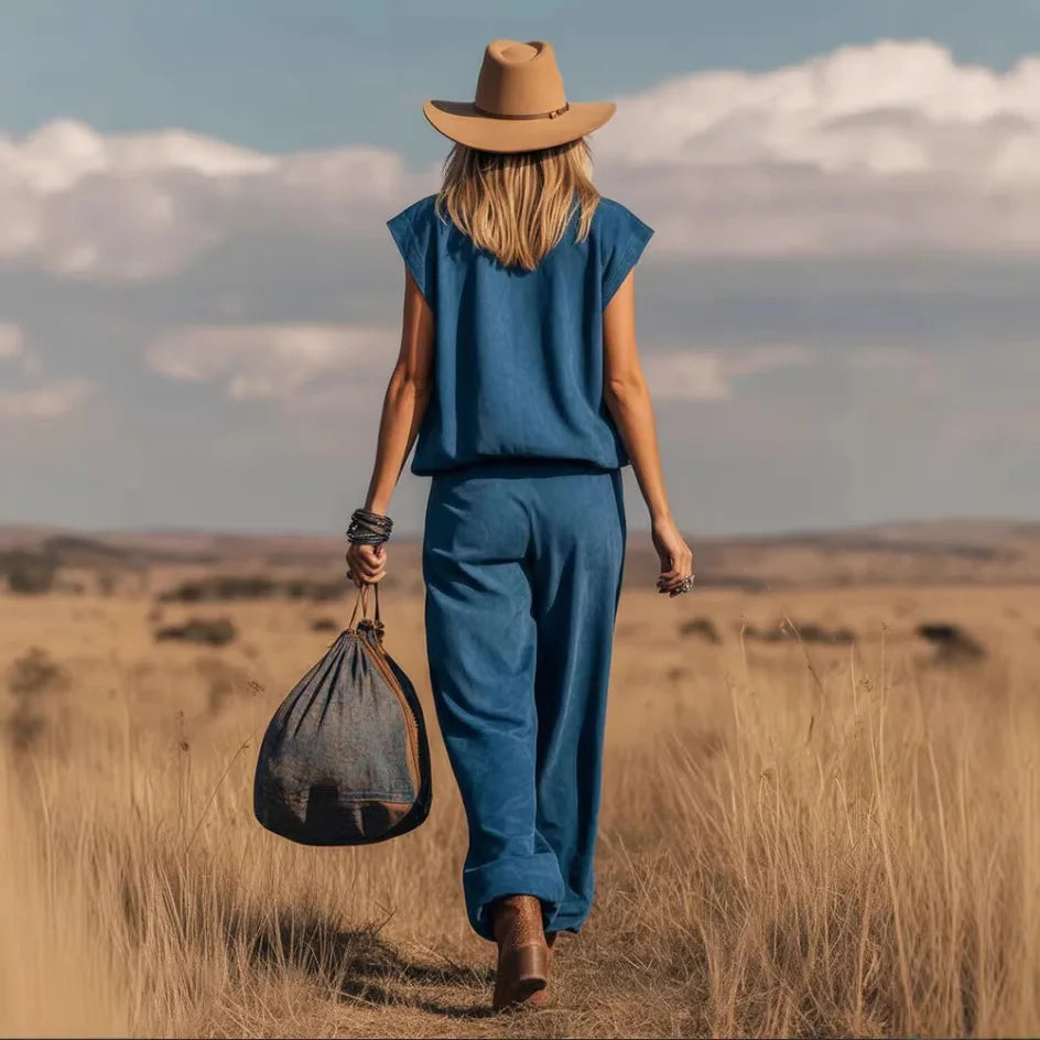 Conjuntos Casuales de Verano para Mujer, Conjunto de Dos Piezas de Color Sólido, Top sin Mangas y Pantalones Anchos, Conjunto Combinado para Vacaciones