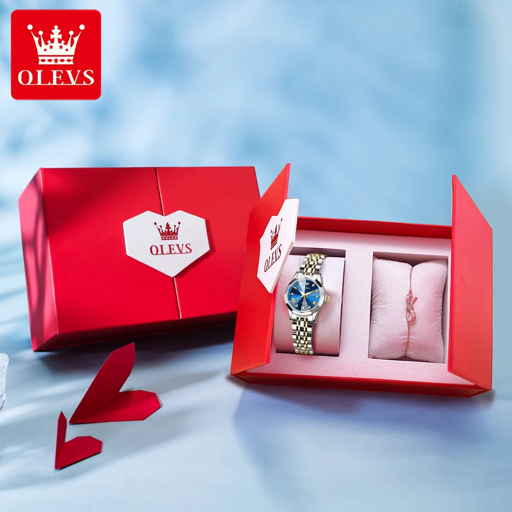 Reloj de Pulsera OLEVS 9931 para Mujer, Elegante, de Primera Marca, con Espejo en Forma de Rombo, Cuarzo Original, Diamantes, Acero Inoxidable, a la Moda, Resistente al Agua
