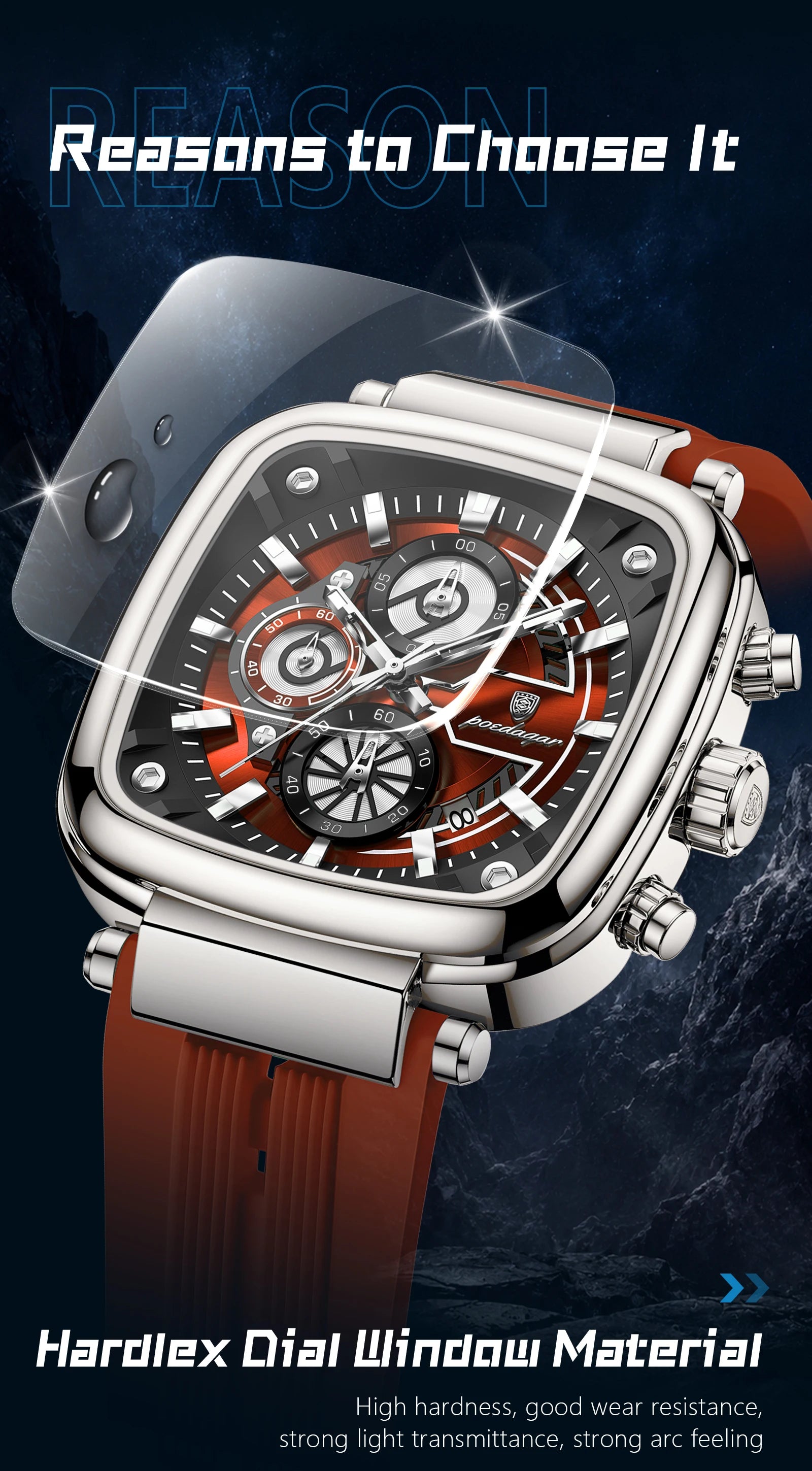 POEDAGAR Luxury Watch For Men Calendar Luminous Waterproof Man Clock Male Chronograph Silicone Sports Men's Quartz Watches Reloj