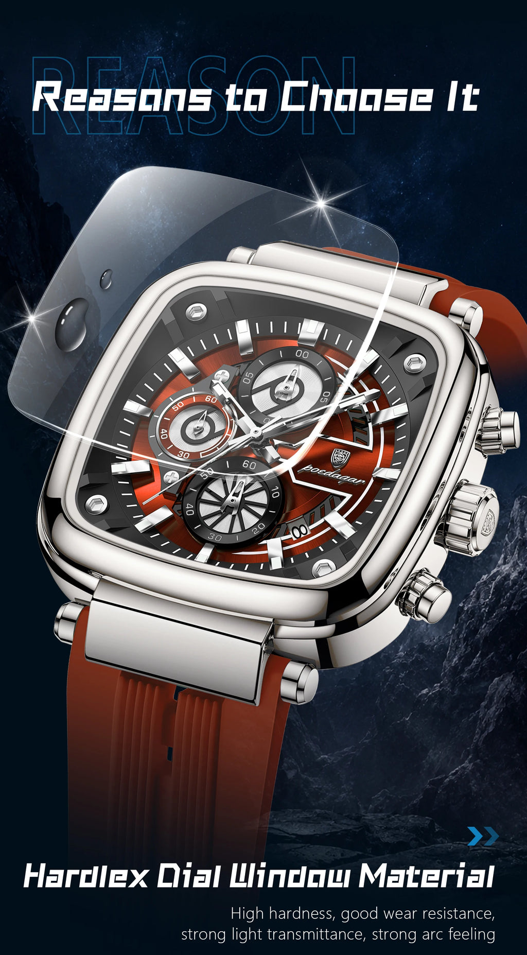 POEDAGAR Luxury Watch For Men Calendar Luminous Waterproof Man Clock Male Chronograph Silicone Sports Men's Quartz Watches Reloj