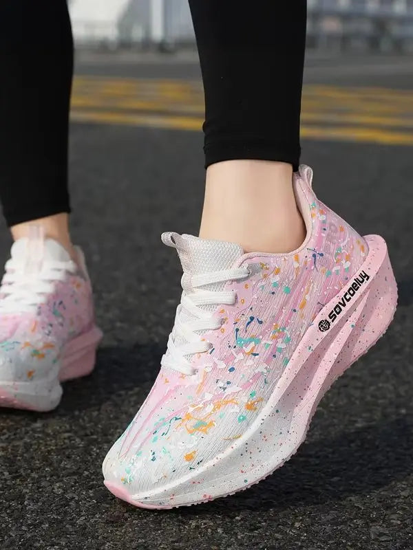 Zapatillas Deportivas para Mujer con Placa de Carbono Degradada, Amortiguadoras, Transpirables, Ligeras y Antideslizantes