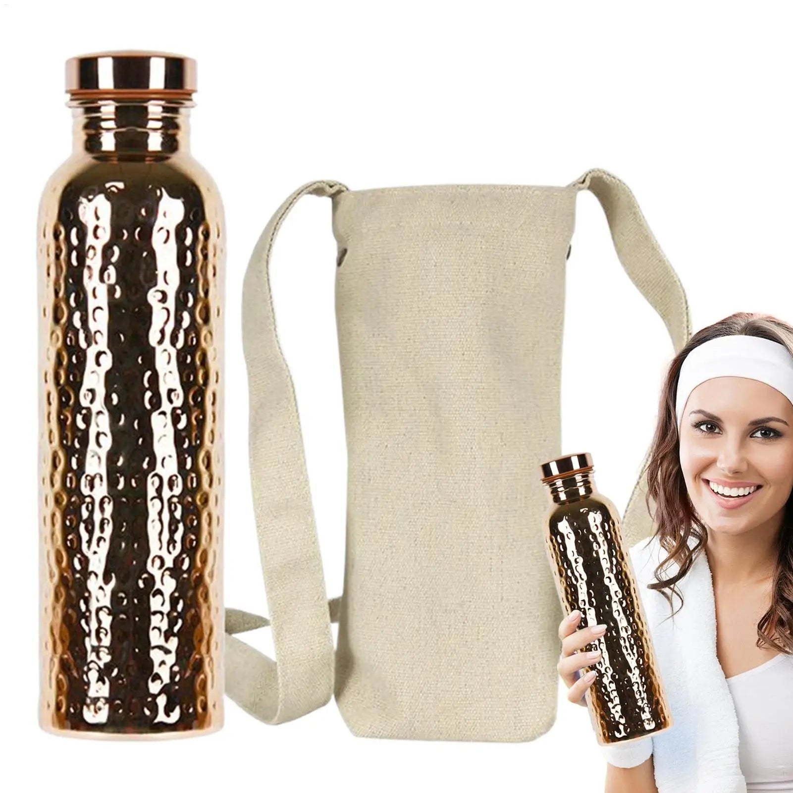 Botella de agua de cobre para beber, botella de agua aislada a prueba de fugas, taza portátil a prueba de fugas de 27Oz para hidratación, gimnasio, senderismo al aire libre