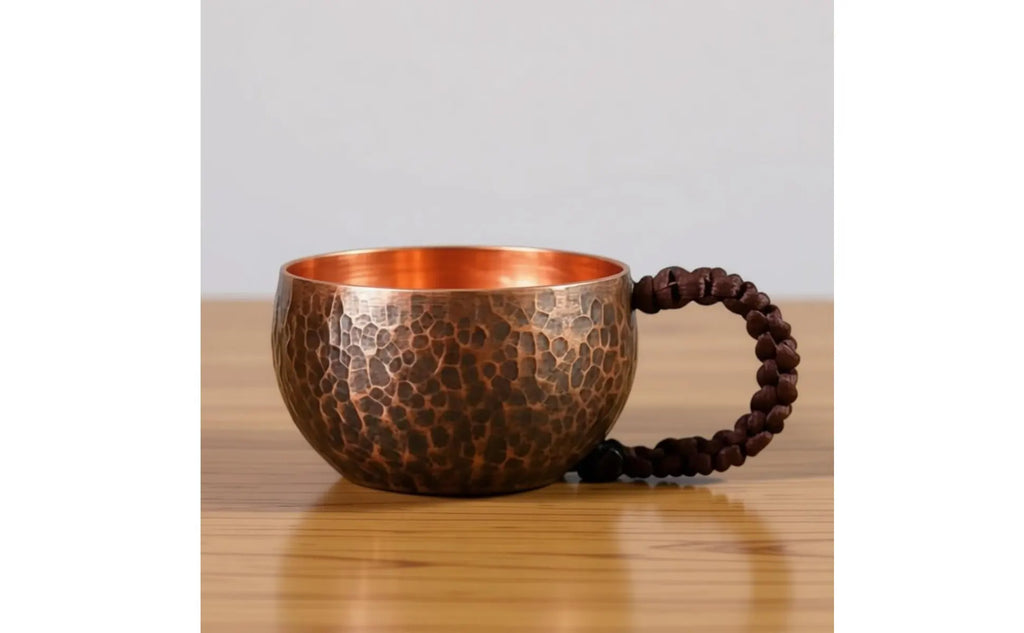 Recipiente para Bebidas de Cobre Martillado, Diseño Chino, Tazón para Bebidas, Taza de Cobre Vintage, Vajilla para Oficina