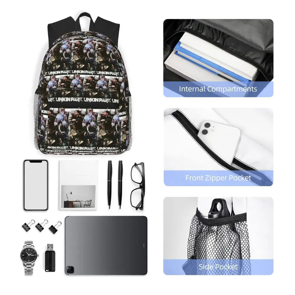 L-Linkin-S P-Park-S Band Mochila para estudiantes Mochila escolar Mochila de viaje para senderismo para niños y niñas Mochila de moda Bolsos de hombro