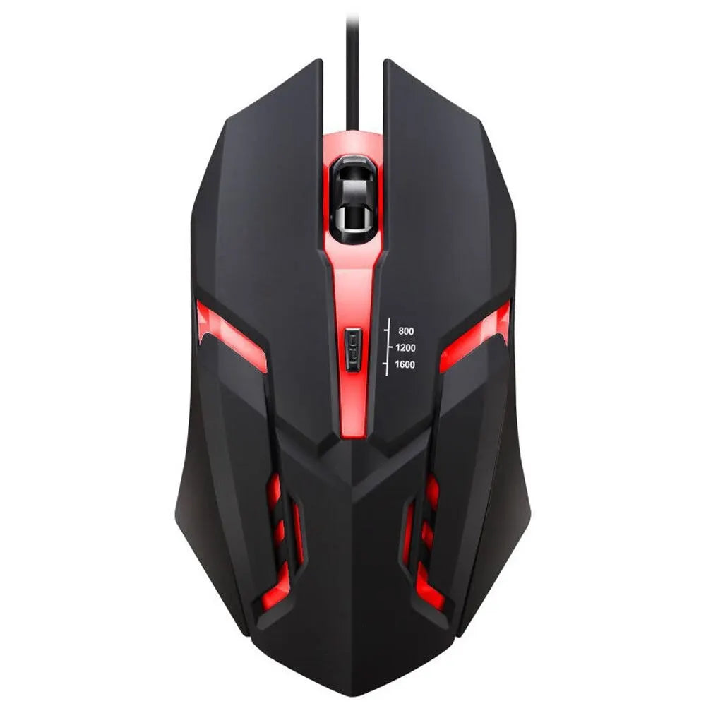 Mouse Gamer USB con Luz RGB – 1600 DPI, 4 Botones Programables, Cable 1.2m