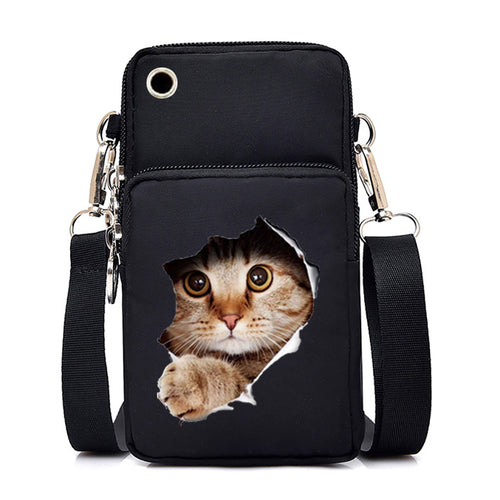 Women's Cat Graphic Small Crossbody Bags, Harajuku Animal Mini Mobile Phone Bag, Teen Shoulder Bag, Ladies Handbags and Purses