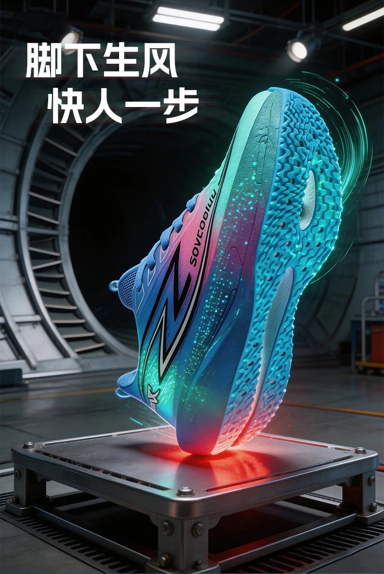 Zapatillas de Running con Placa de Carbono Degradado para Mujer, Estilo Pareja, Ligeras, Transpirables, con Amortiguación, Versátiles y Modernas