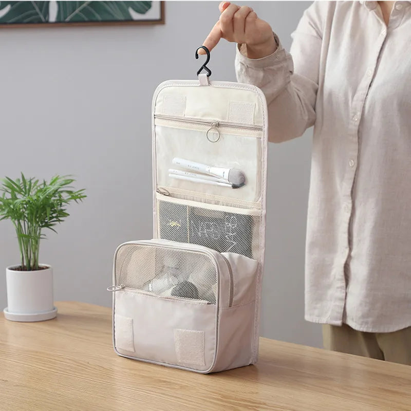 Bolsa de maquillaje de viaje, organizador de artículos de tocador impermeable, Neceser de alta calidad para mujer, bolsa de lavado con gancho para baño, bolsa de almacenamiento con gancho