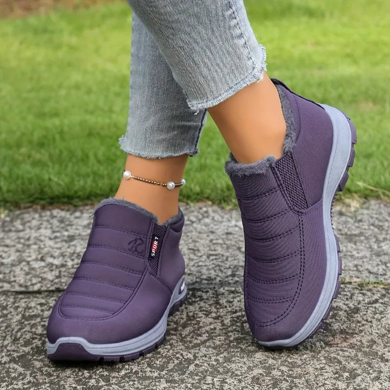 Botas de algodón de talla grande para mujer, botas de algodón cálidas y resistentes al frío, botas de nieve altas con forro polar grueso