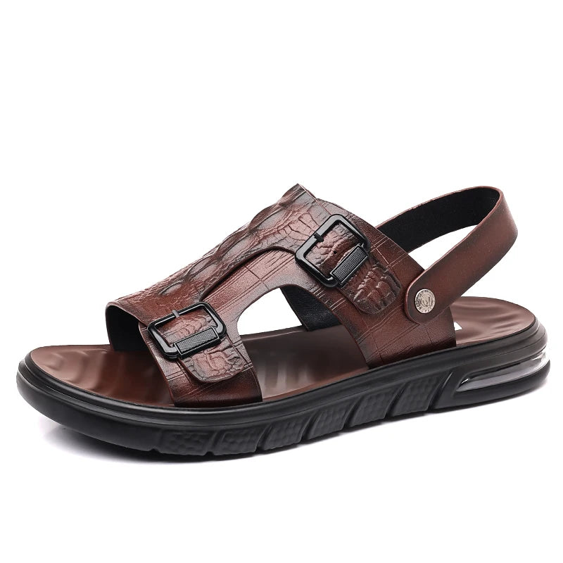 Sandalias para hombre al aire libre, zapatillas de verano al aire libre, zapatos de alta calidad, sandalias de cuero de verano 2025 para hombre, zapatos para caminar para hombre nuevo
