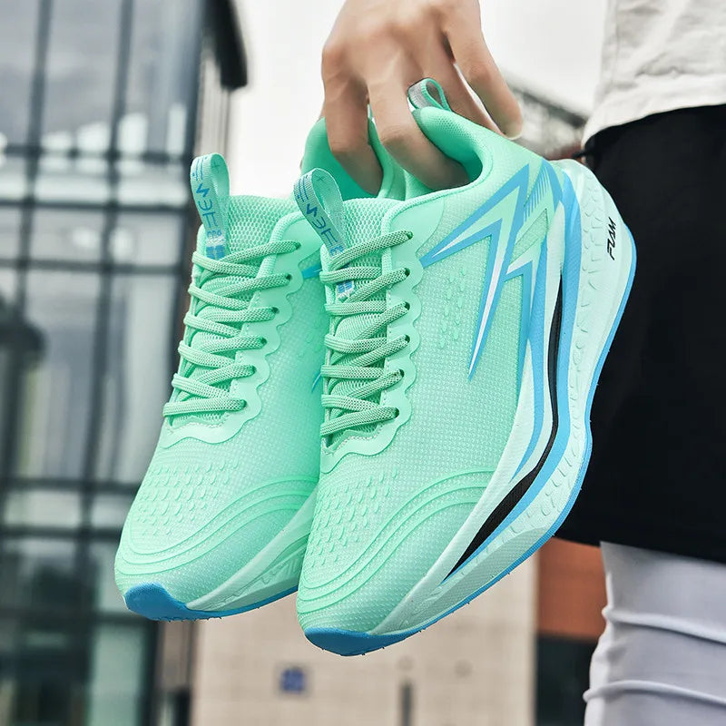 Zapatillas para correr especialidad maratón hombres deportes transpirables ligeros tablero de carbono mujeres cómodas zapatillas deportivas antideslizantes
