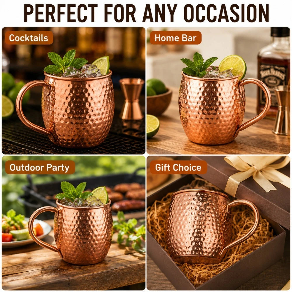 Taza de Cobre Puro de 500 ml, Taza de Metal Sólido para Beber, 17 oz, para Cócteles, Cerveza, Leche, Café, para Cocina, Bar, Fiestas, Bebidas