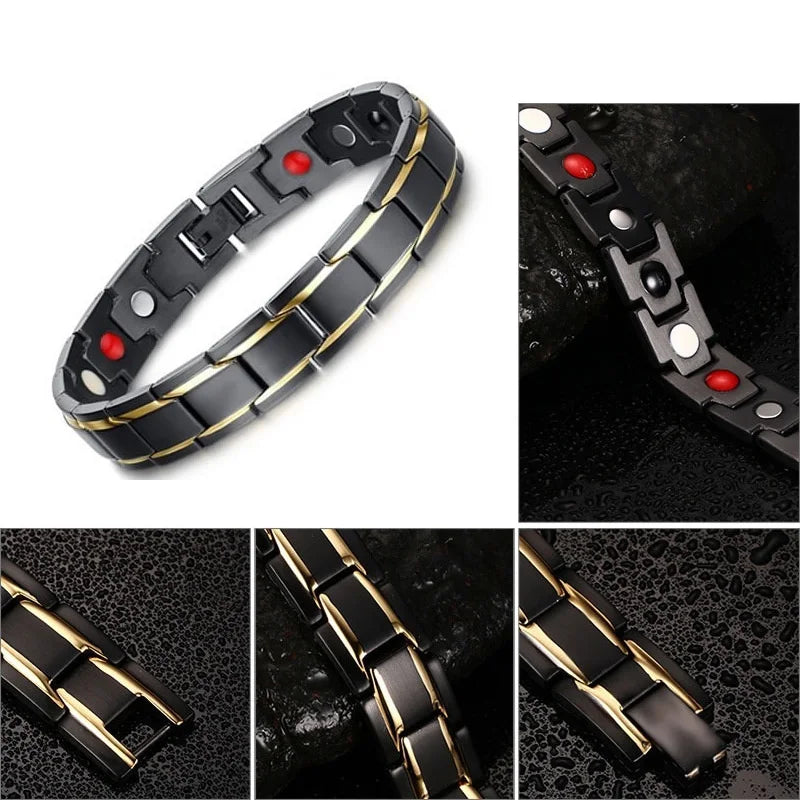 Gran oferta, pulsera de lujo a la moda para la salud, pulsera de energía para hombres, pulseras biomagnéticas antifatiga y antiradiación de acero inoxidable, joyería