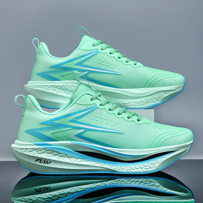 Zapatillas para correr especialidad maratón hombres deportes transpirables ligeros tablero de carbono mujeres cómodas zapatillas deportivas antideslizantes