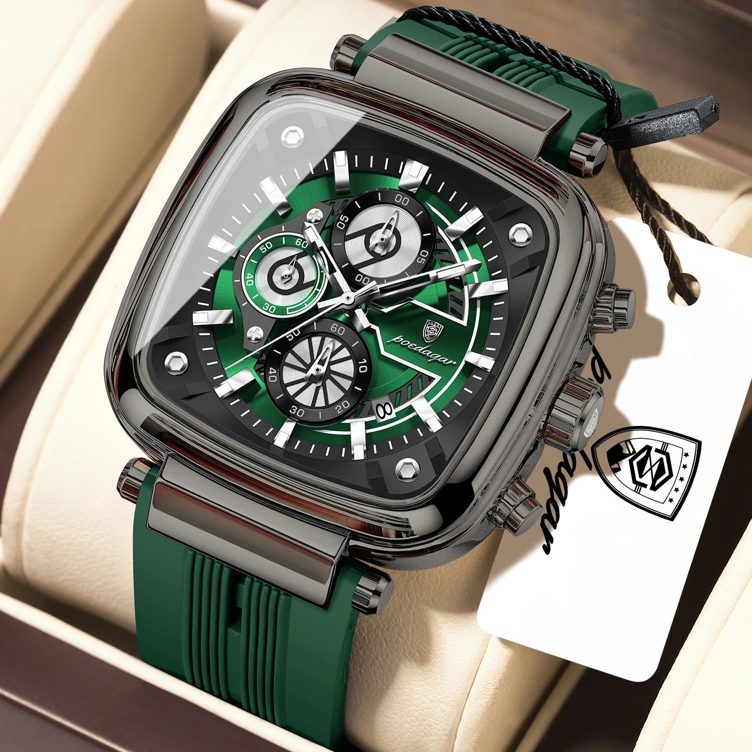 POEDAGAR Luxury Watch For Men Calendar Luminous Waterproof Man Clock Male Chronograph Silicone Sports Men's Quartz Watches Reloj