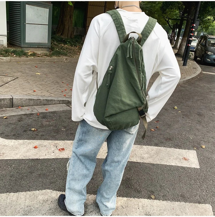 Mochila de lona de estilo japonés informal y a la moda para estudiantes de secundaria y universitarios mochila para mujeres 가mochilas masculinas