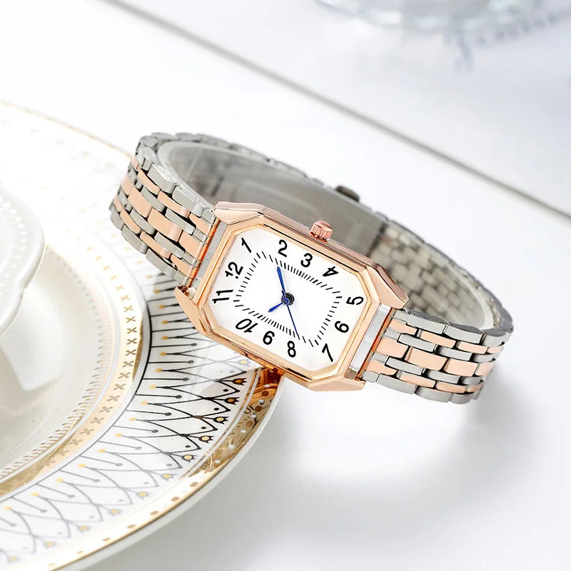 Nuevo Reloj de Pulsera de Cuarzo con Correa de Acero de Aleación a la Moda para Mujer