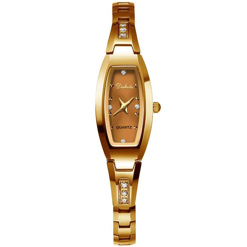 Watch for Women Small Ladies Wristwatches Golden Retro Vintage Steel Bracelet Watch Black Quartz Wristwatches Reloj Mujer