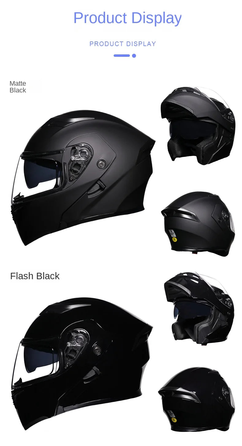 ORZ nueva calidad DOT doble lente Flip casco Abs cara completa motocicleta todoterreno casco de carreras de motos ala trasera personalizada
