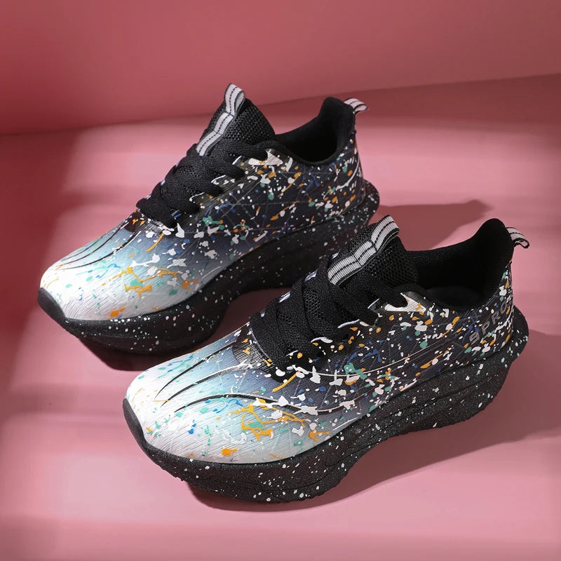 Zapatillas Deportivas para Mujer con Placa de Carbono Degradada, Amortiguadoras, Transpirables, Ligeras y Antideslizantes