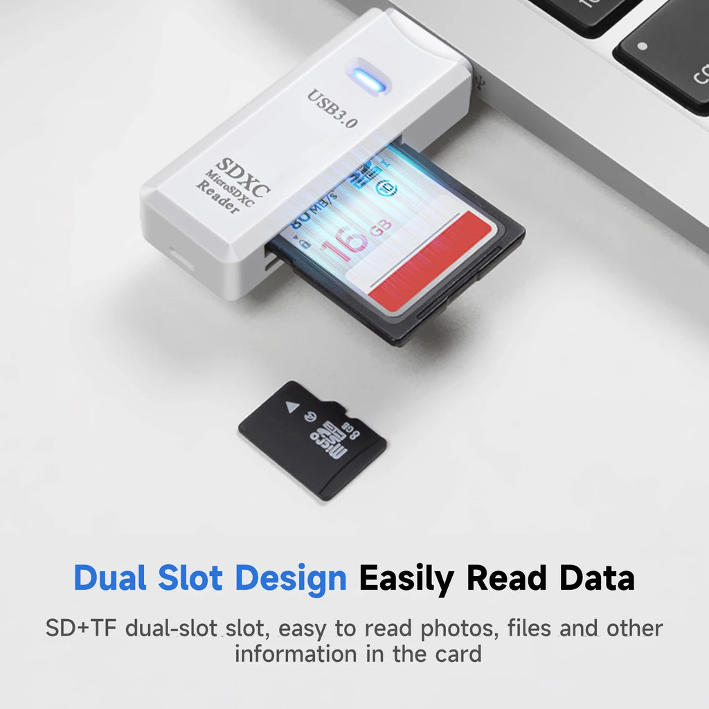 4-in-1 USB 3.0 Card Reader – High Speed TF/SD/Micro SD Adapter for PC & Laptop