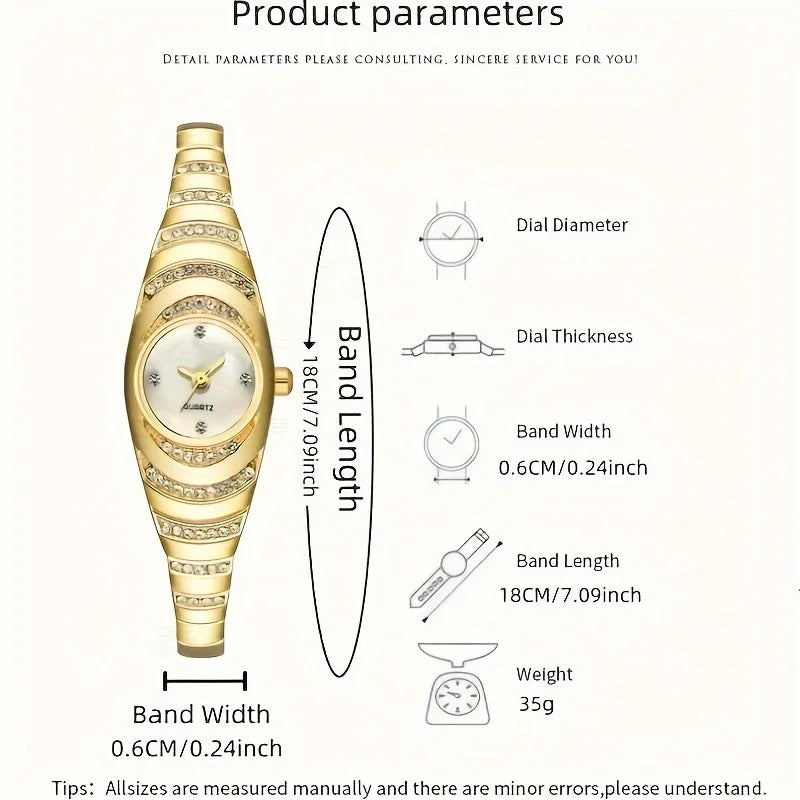 2 uds nuevo reloj de mujer simple con diamantes de imitación esfera redonda conjunto de reloj de cuarzo de aleación