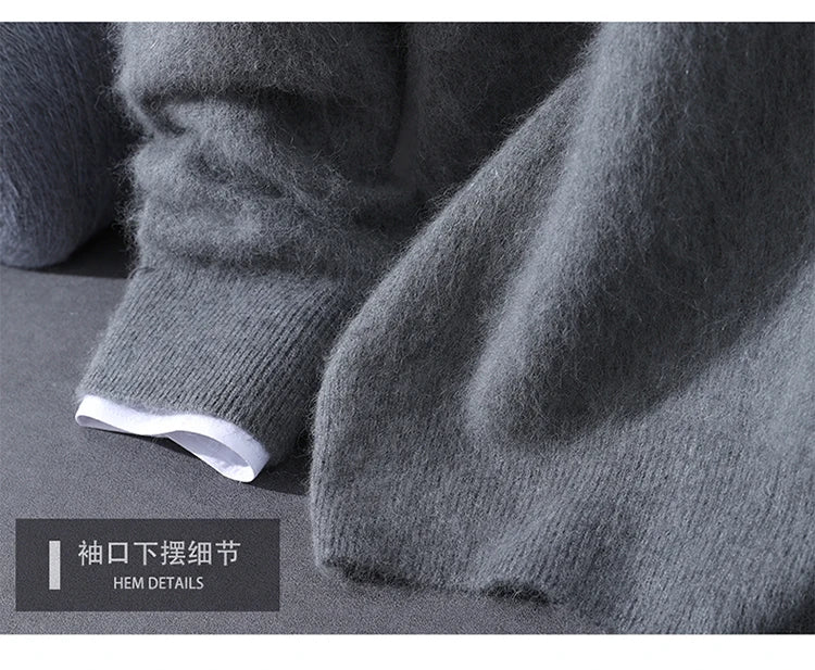 Jersey nuevo para hombre, suéter de cachemira de visón 100%, suéter informal de punto de negocios para otoño e invierno, suéter con capucha y cuello redondo para hombre, mangas completas
