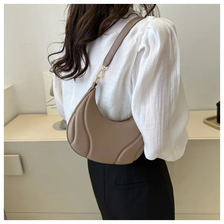 Elegante bolso de axila de cuero de Pu en relieve para mujer, bolso de hombro, bolso de mano de moda, bolso cruzado versátil para ir al trabajo