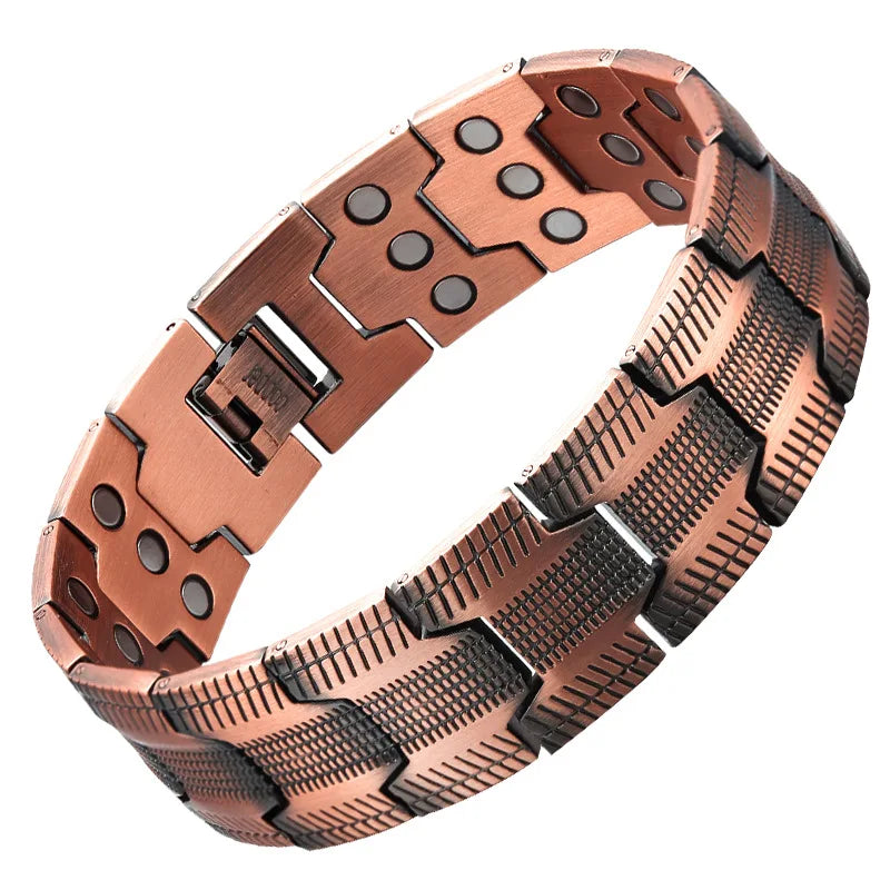 Pulsera de cobre magnética completa en forma de cruz de estilo Retro de moda, pulsera de piedra magnética de fantasma oscuro, joyería de Halloween/Navidad