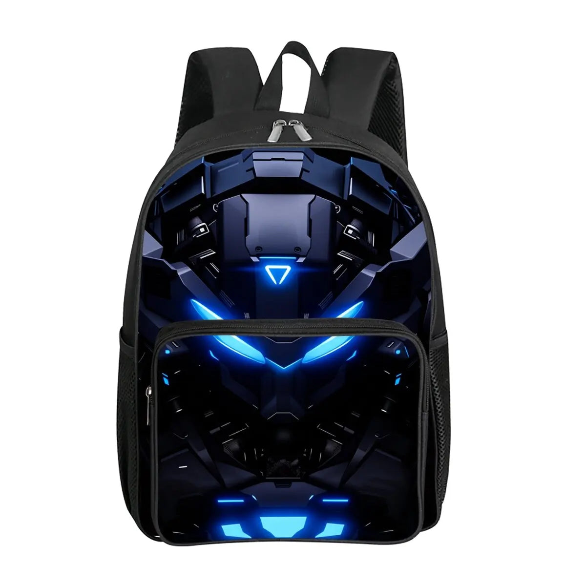 Mochila con bolsillo frontal cuadrado con estampado de robots mecánicos para niños y niñas, los mejores regalos, mochila escolar de dibujos animados plana 2D para niños