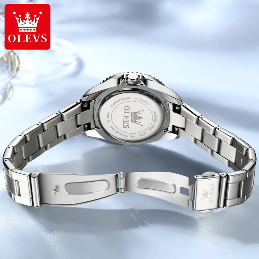 Reloj de cuarzo OLEVS Original con esfera de diamantes para mujer, relojes de moda para mujer, reloj de pulsera luminoso resistente al agua de acero inoxidable para mujer