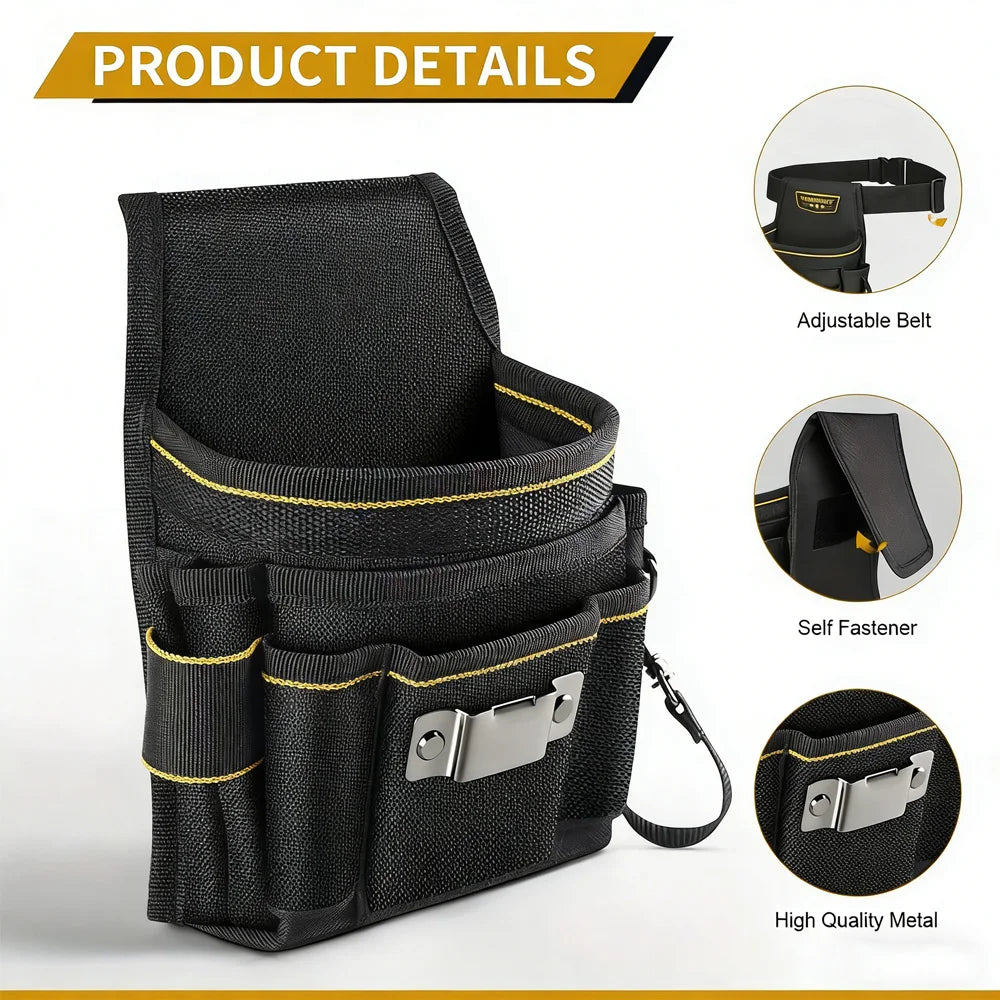 Cinturón Portaherramientas Profesional para Electricista, de Tela Oxford Impermeable, con Bolsillos, Práctico y con Cinturón para la Cintura