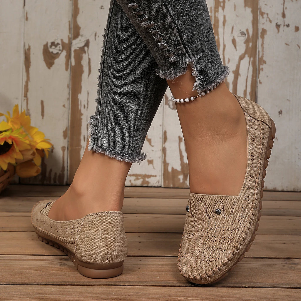 Goreyodoly, mocasines para mujer, diseño floral hueco, zapatos planos sin cordones, transpirables, ligeros, informales, para caminar, suaves y antideslizantes