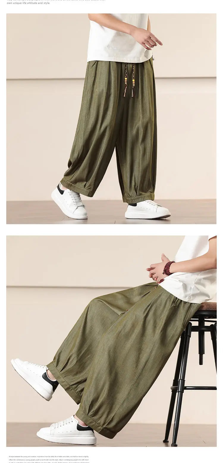 Pantalones Anchos Holgados de Hombre Estilo Chino para Primavera 2026, Pantalones Harem Casuales de Nueve Puntos para Hombre, Joggers Hip Hop de Otoño