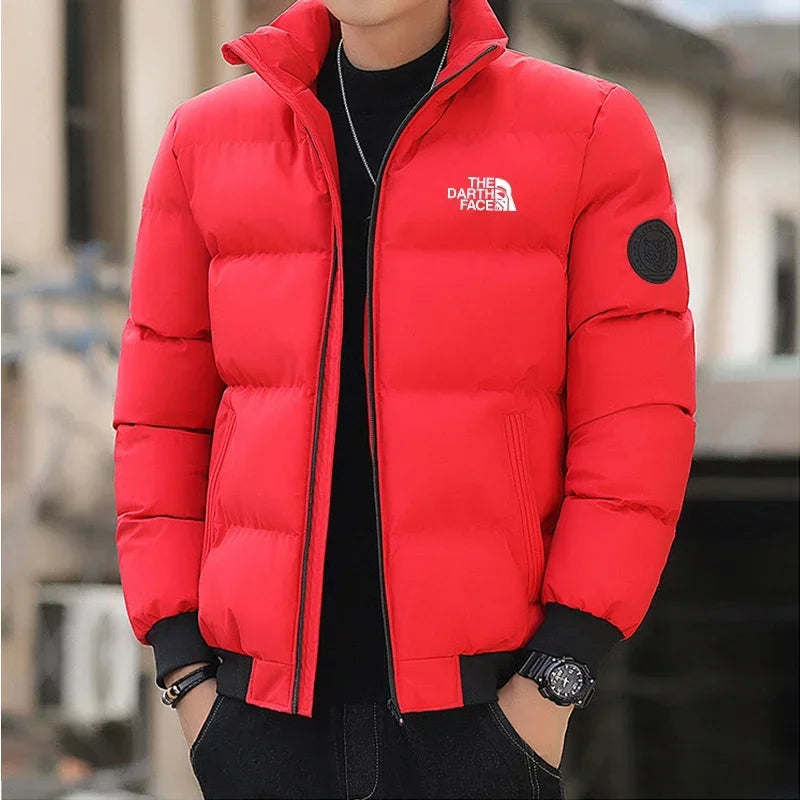 Men's Winter Jacket 2026, Stand Collar, Fashionable, Windproof, Warm, Cotton Padded, Outdoor Casual, Zipper Closure, Short Parka