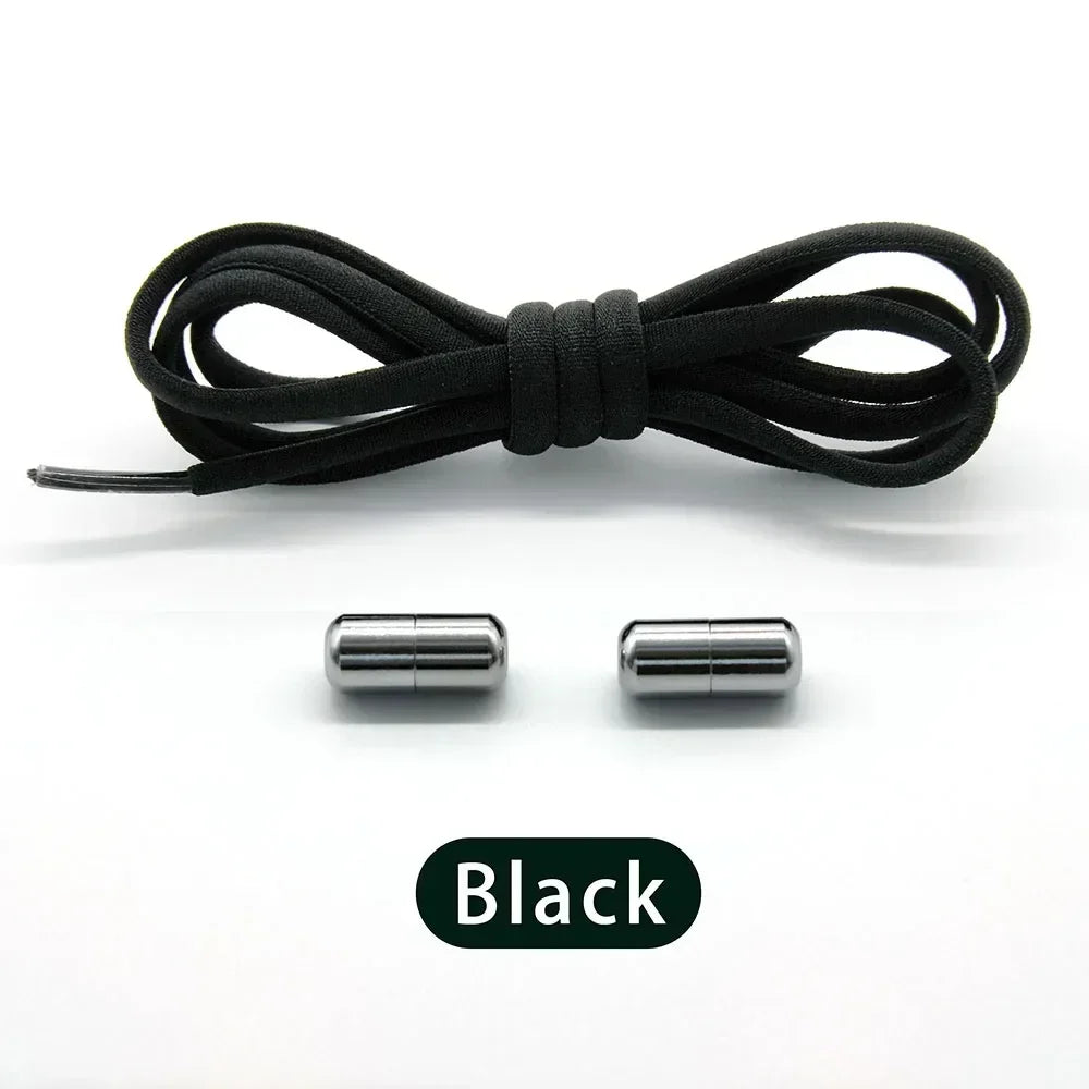 Cordones elásticos sin atar, cordones semicirculares para zapatillas de deporte para niños y adultos, cordones de bloqueo de Metal para perezosos rápidos, cuerdas para zapatos