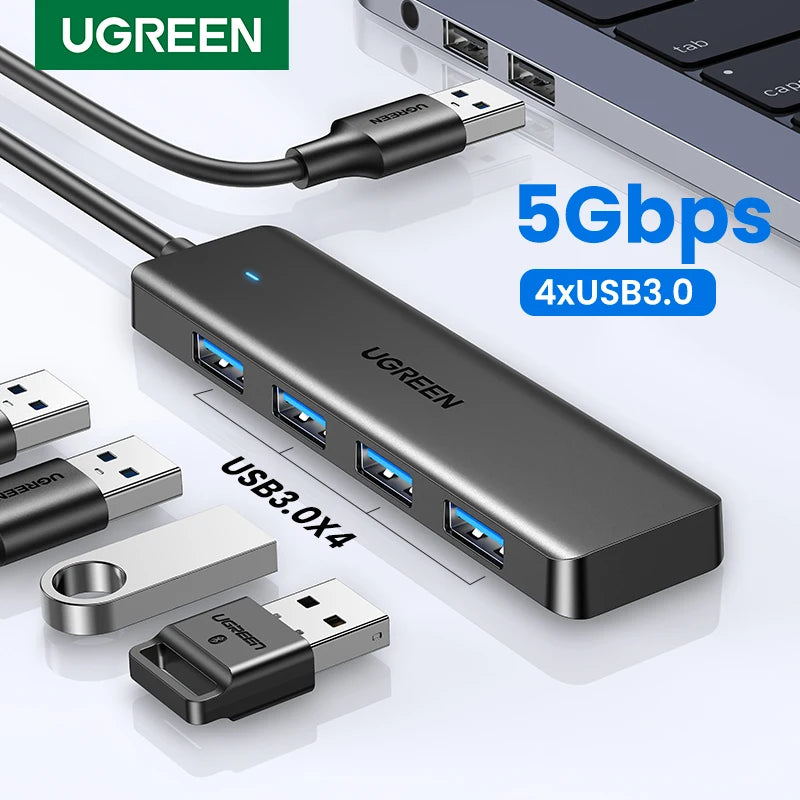 Hub USB 3.0 UGREEN 4 Puertos – 5Gbps, USB-C, Compatible con Mac, PC, Xbox, PS5