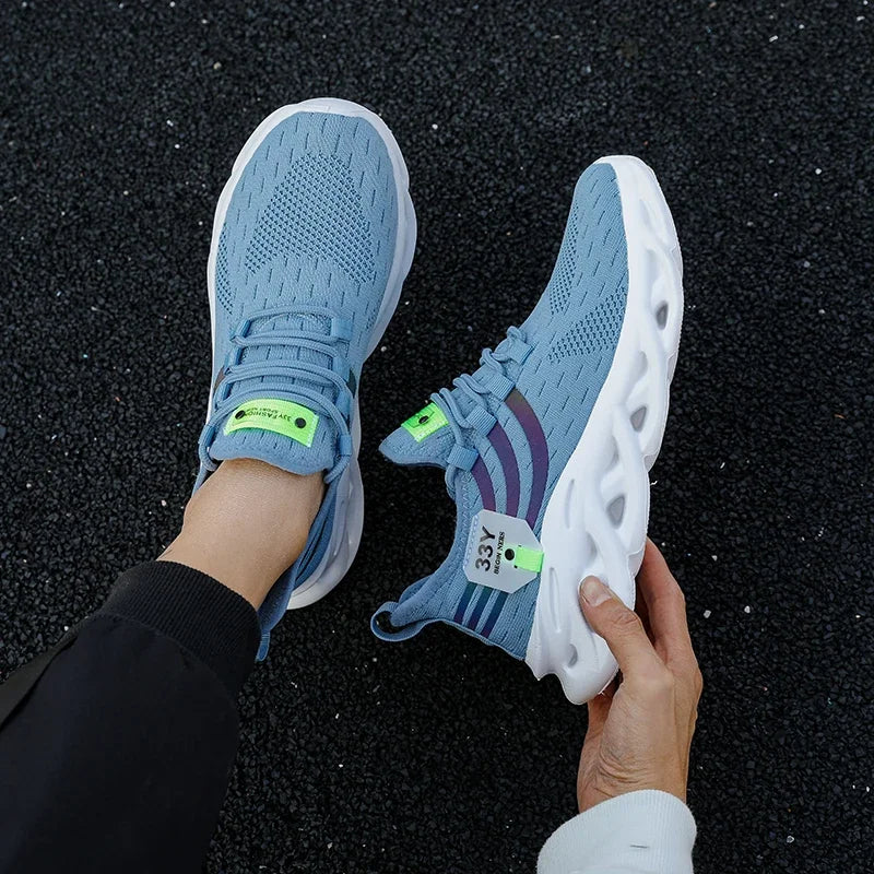 Zapatillas de deporte de malla para hombre, Calzado cómodo y ligero para senderismo al aire libre, transpirable, a la moda, zapatos informales para correr, Tenis