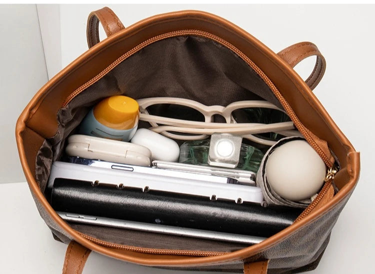 Bolso de Hombro de Gran Capacidad, Bolso de Mano de Cuero PU para Mujer, para Viajes Diarios y Uso Casual, Bolso Tote Versátil