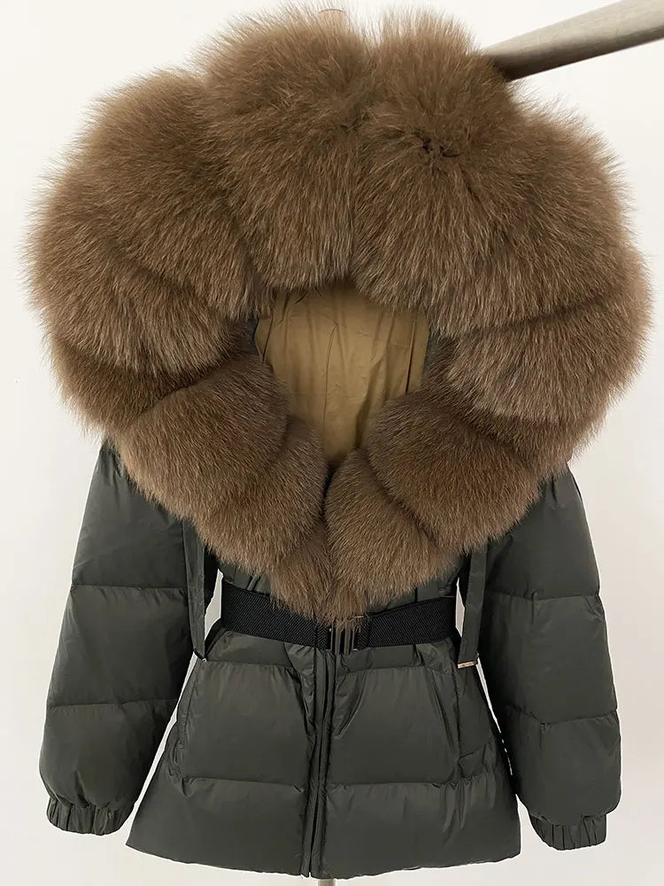 OFTBUY 2025 new women's winter clothing, white duck down coat, natural fox fur hooded jacket, fashionable warm padded jacket for women