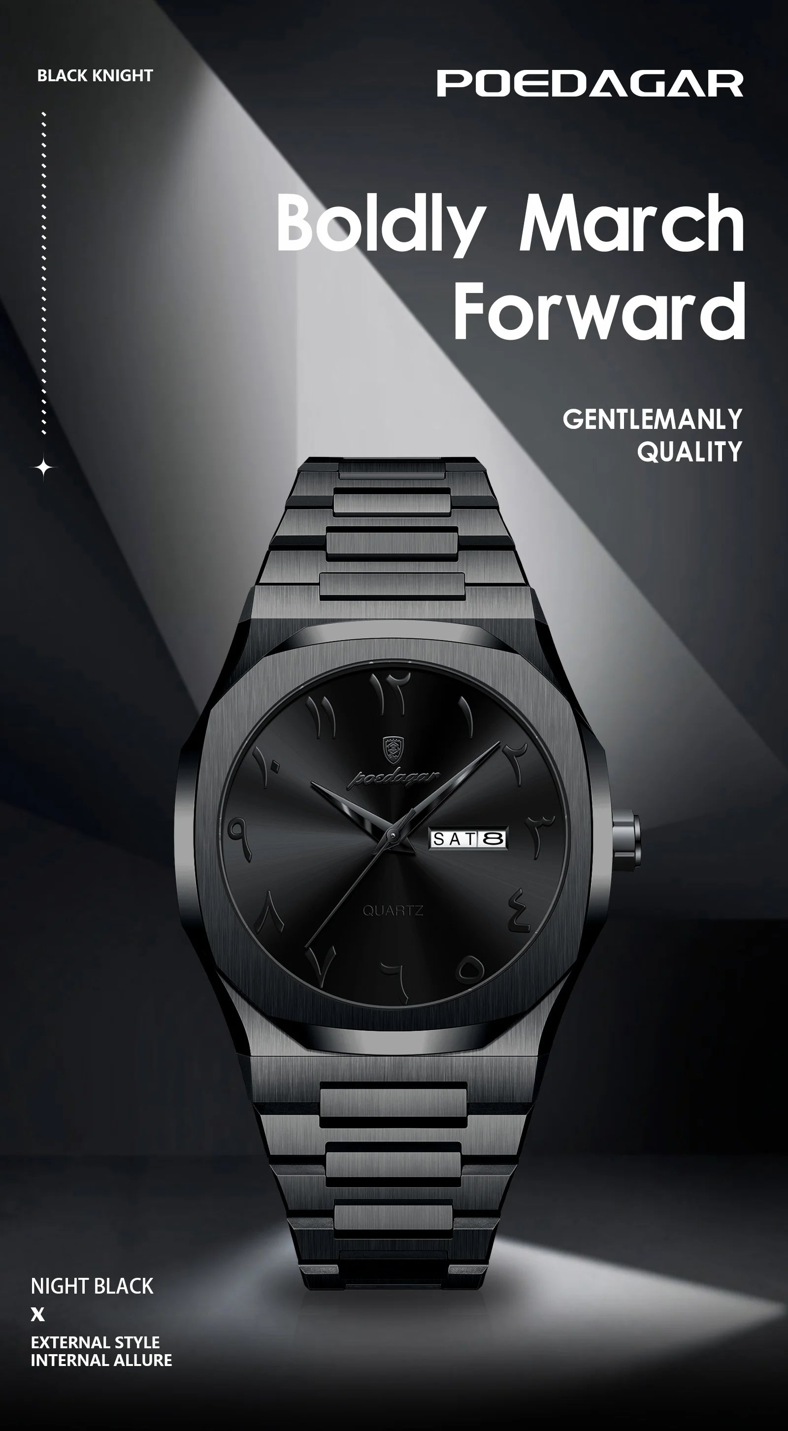 Reloj militar POEDAGAR para hombre, resistente al agua, calendario semanal de lujo, reloj de pulsera para hombre, relojes de cuarzo de acero inoxidable a la moda para hombre