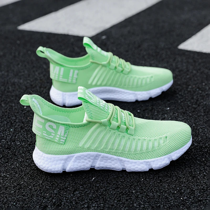 Zapatillas de tenis informales de malla para hombre, zapatos vulcanizados transpirables, suela suave, ligeros, al aire libre para senderismo, cómodos para correr, Verano