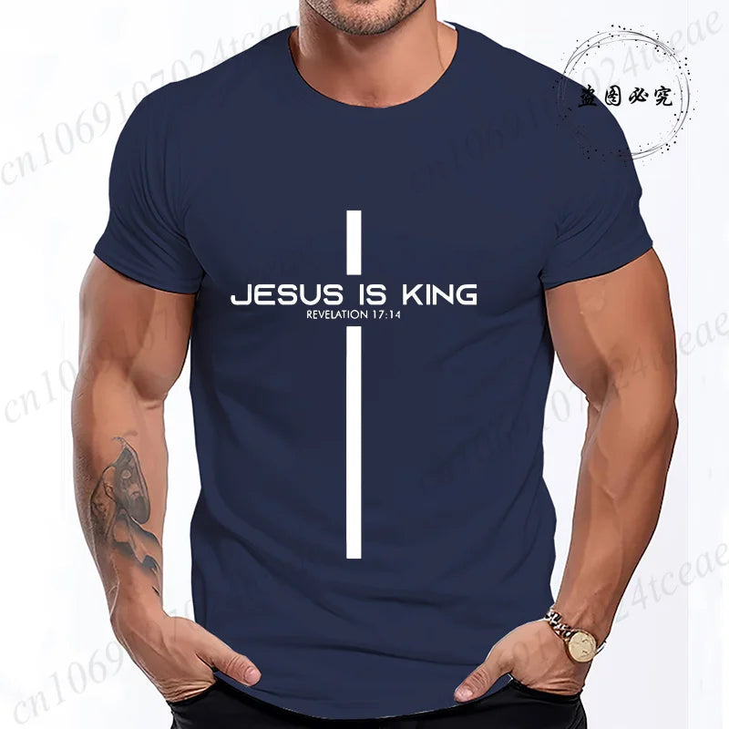 Camiseta para hombre con estampado de Jesús es rey, camisetas gráficas Unisex, moda Harajuku, pantalón corto informal de calle, camisetas de manga Jesús es rey