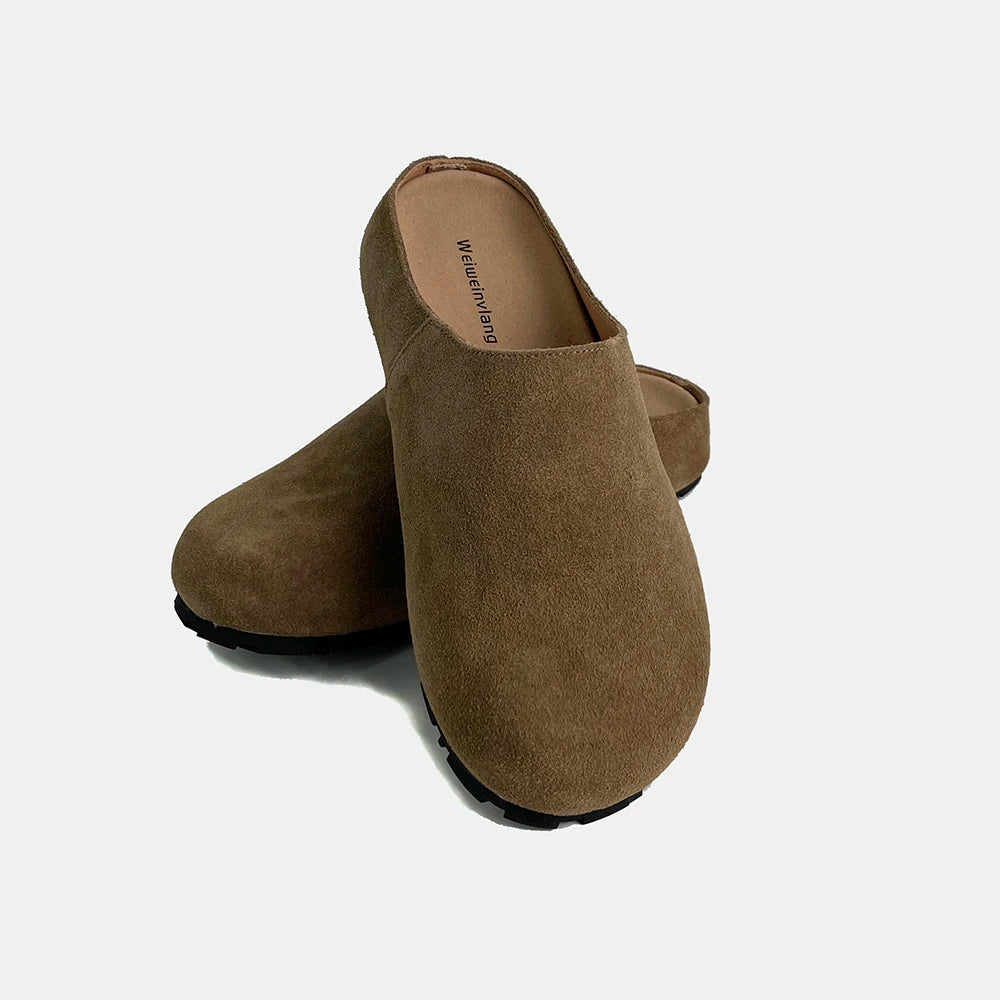 Zapatillas Cuero de vaca natural Cómodo Zapatilla de mujer clásica de marca de alta calidad