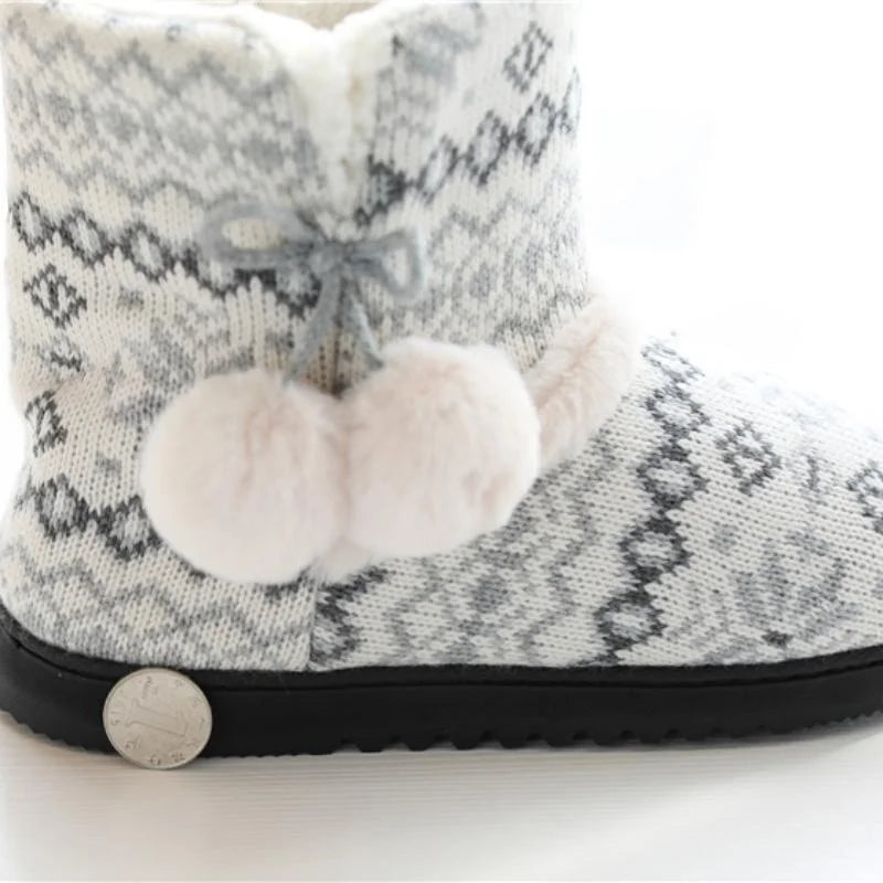 Zapatillas de Invierno para mujer, botines cálidos de felpa para interiores y exteriores, botas bonitas para el hogar